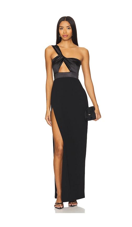nookie renaissance one shoulder maxi dress in black. - size s (also in xs)