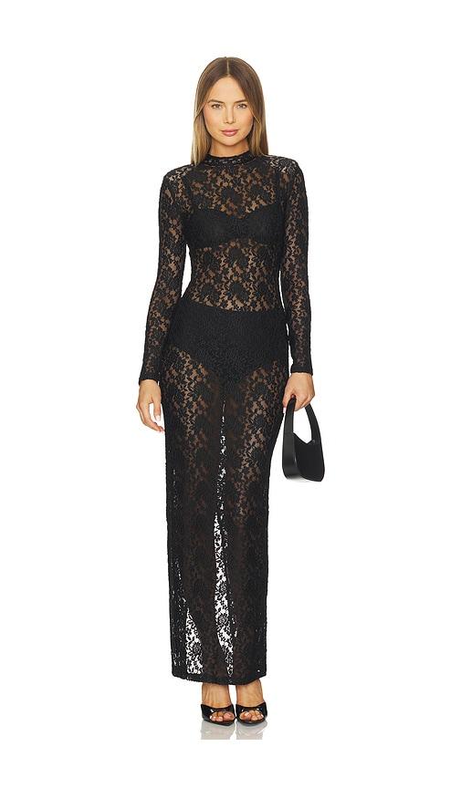 nookie roxana long sleeve gown in black. - size l (also in m, s, xl)