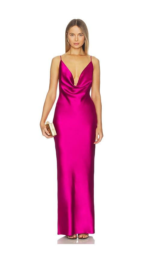 nookie valerie drape gown in purple. - size m (also in xs, s)