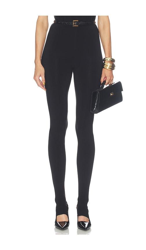 norma kamali legging with footie without waistband in black. - size l (also in xxs, xs, s, m, xl)