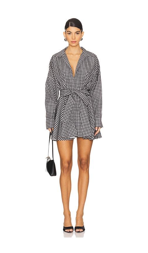 norma kamali oversized shirt flared mini dress in black,white. - size m (also in xs, s, xxs)