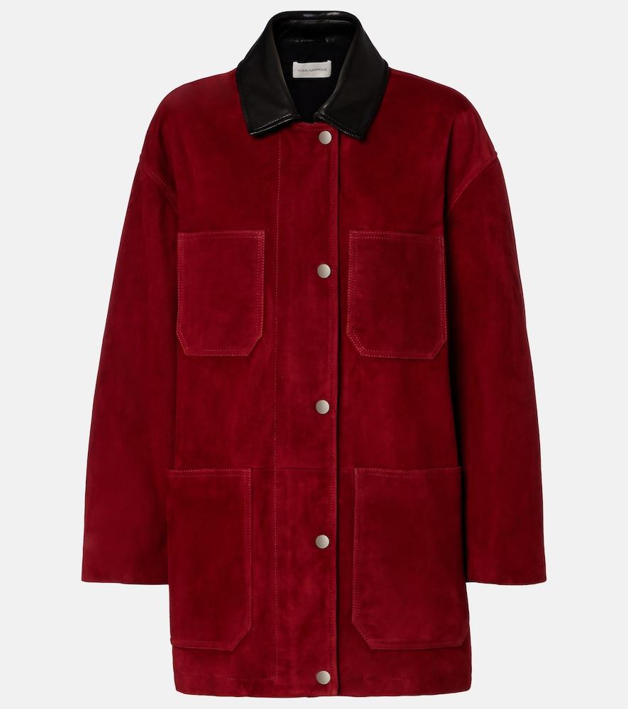 nour hammour barn leather-trimmed suede jacket