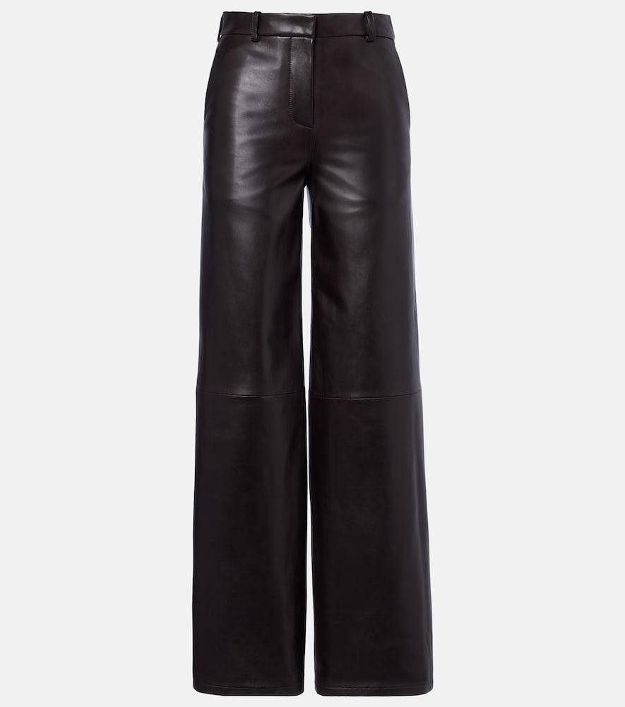 nour hammour coda leather wide-leg pants
