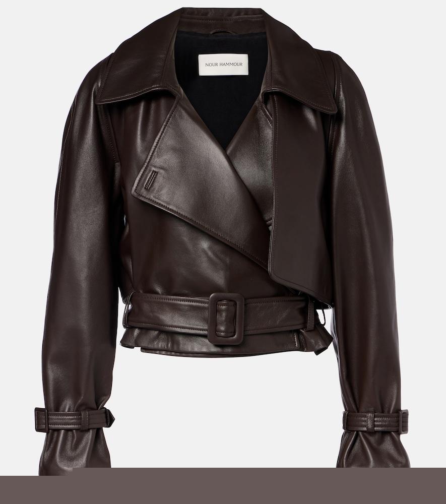 nour hammour hatti cropped leather jacket