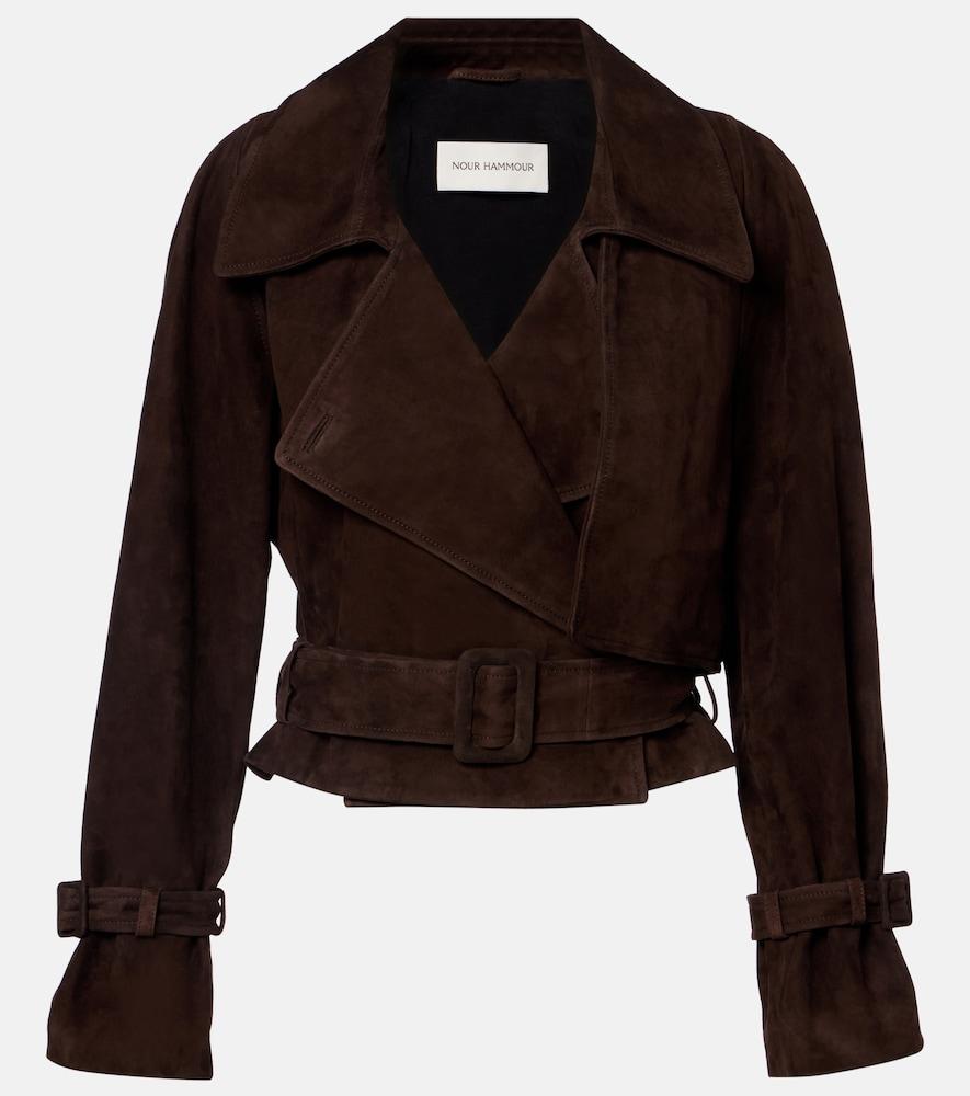 nour hammour hatti cropped suede jacket