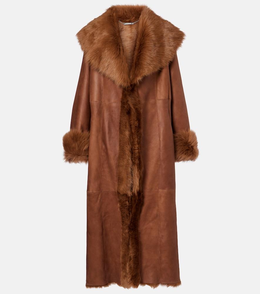 nour hammour marlene leather and shearling coat