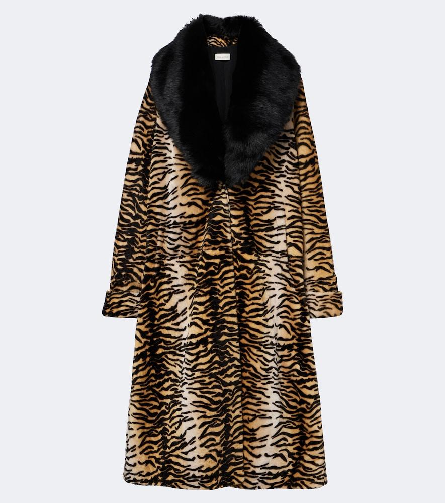 nour hammour nina tiger-print shearling coat