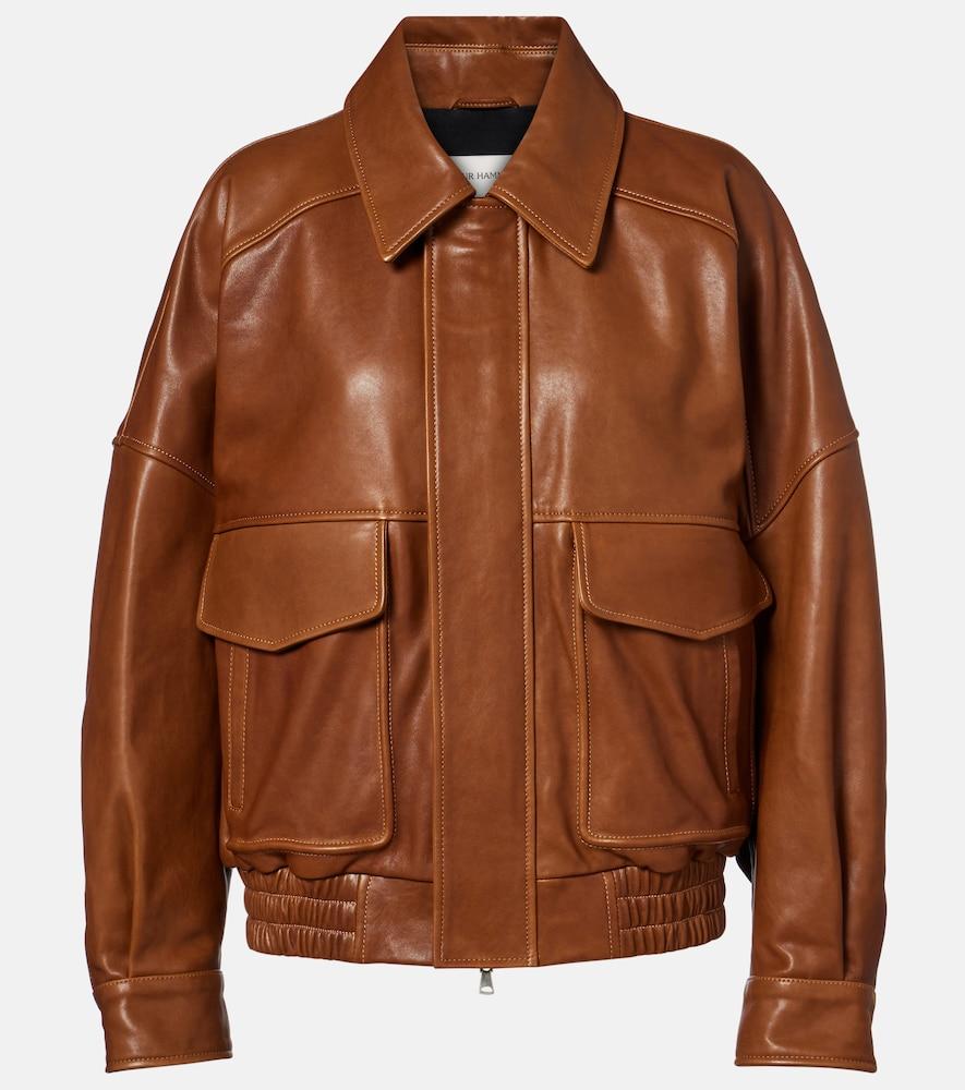 nour hammour runa leather bomber jacket