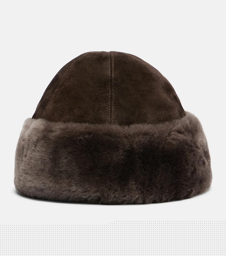 nour hammour toki suede and shearling hat