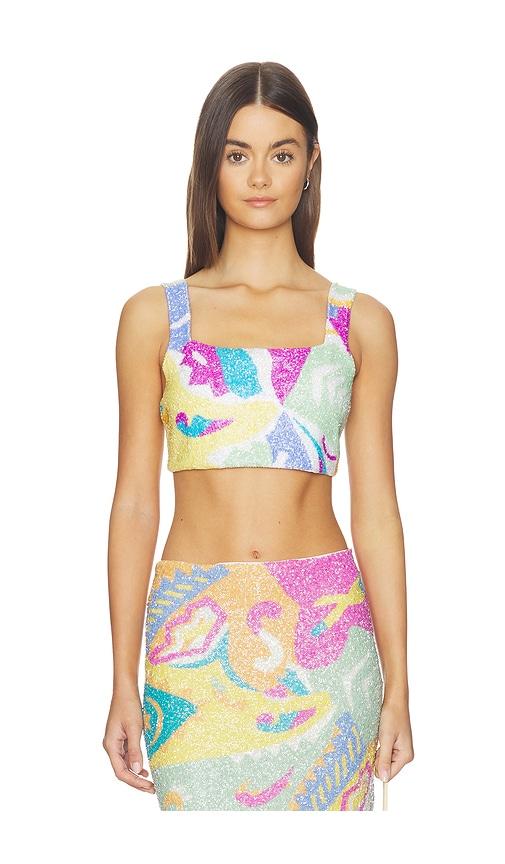oceanus azure coord top in yellow,pink. - size l (also in m)