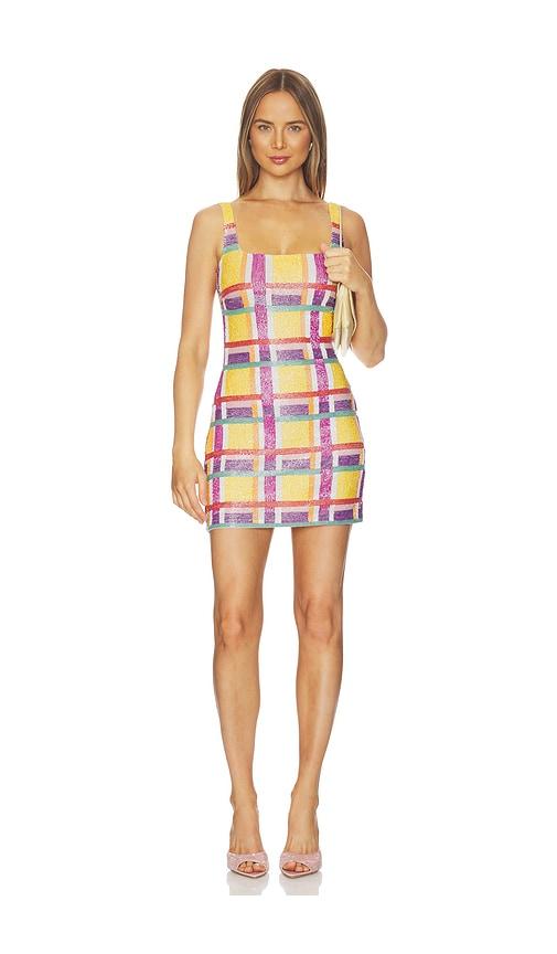 oceanus candy-stripe mini dress in yellow,pink. - size m (also in s, xs)