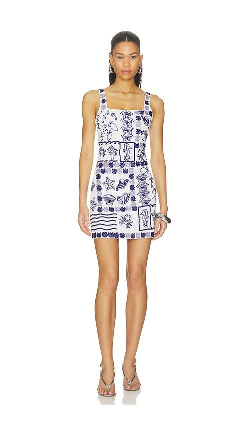oceanus marie sea full beaded dress in blue. - size l (also in m, s, xs)