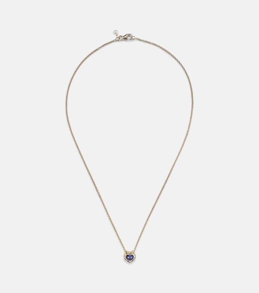 octavia elizabeth 18kt gold necklace with blue sapphire