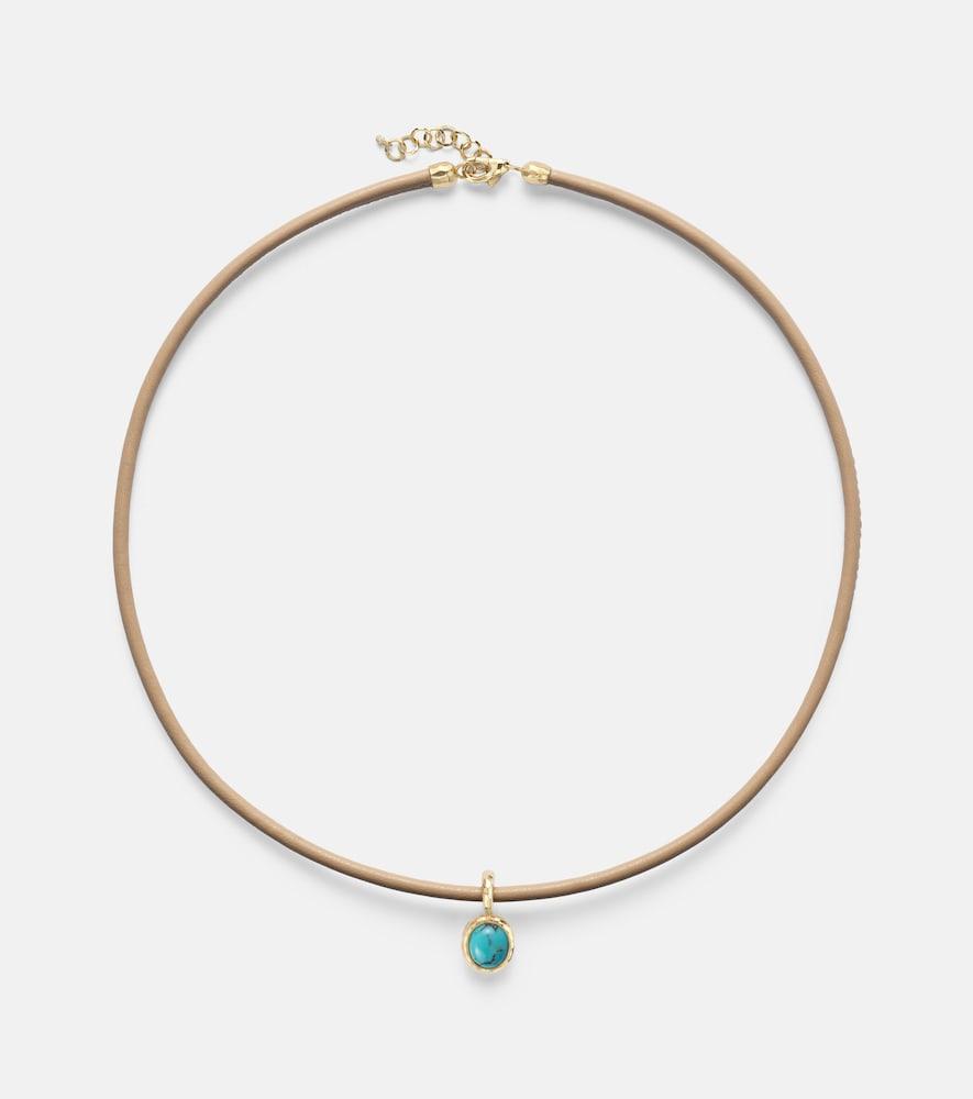 octavia elizabeth 18kt gold pendant necklace with turquoise