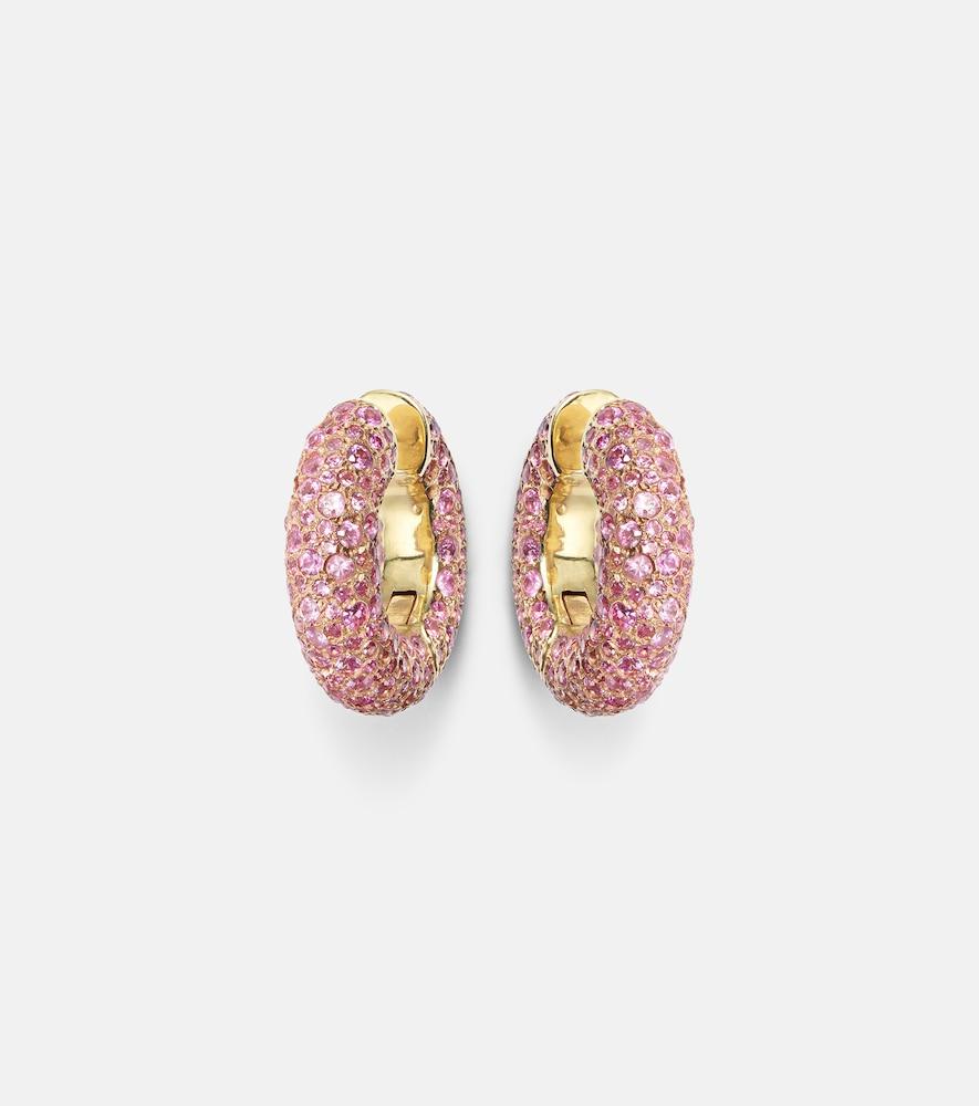 octavia elizabeth blossom bubble 18kt gold hoop earrings with sapphires