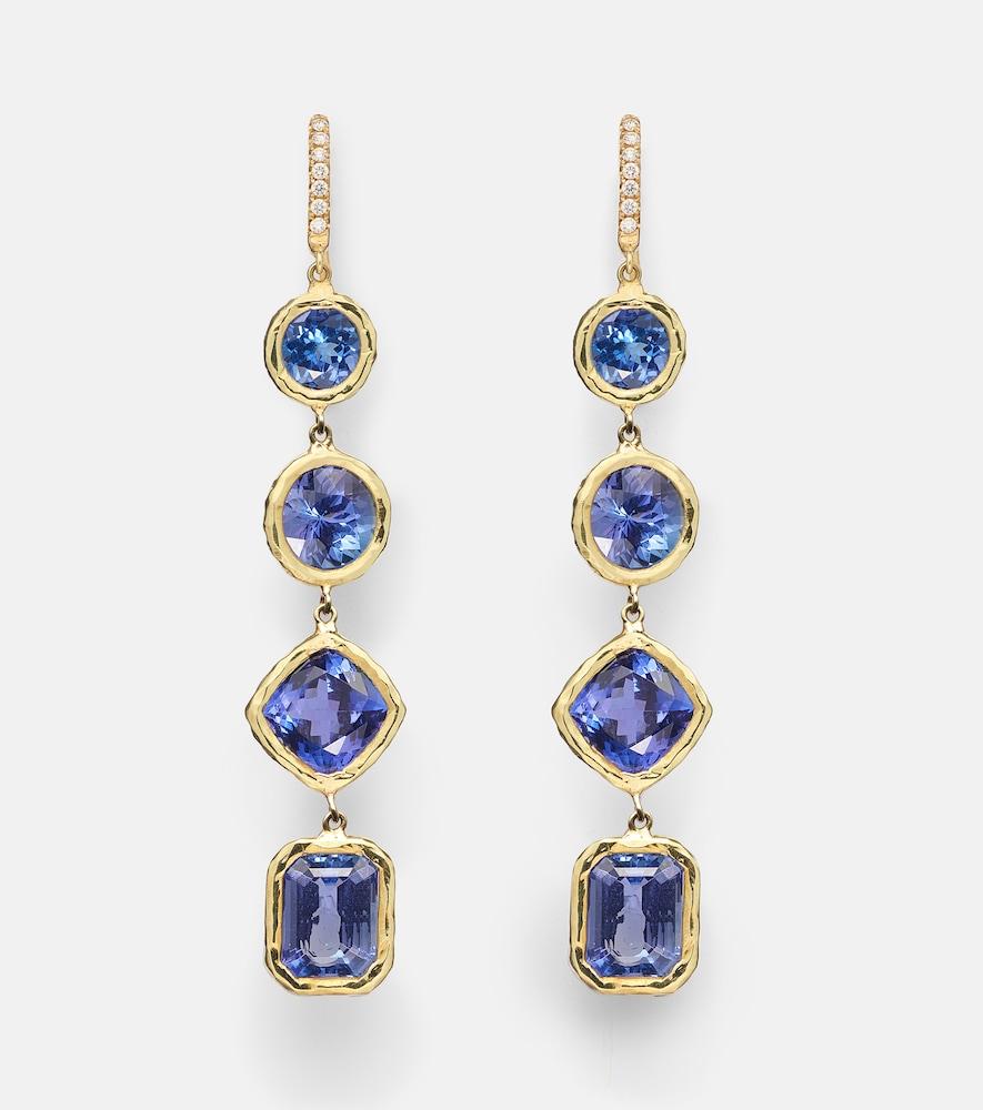 octavia elizabeth cascade 18kt gold drop earrings with diamonds and tanzanites