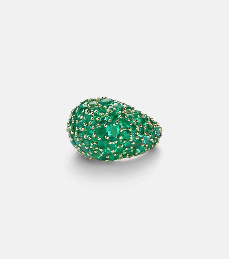 octavia elizabeth earth dome 18kt gold ring with emeralds
