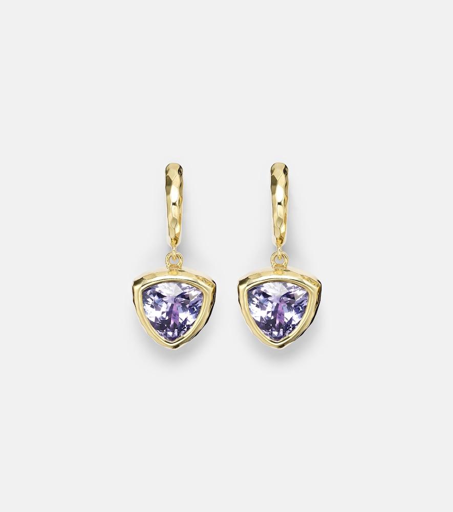 octavia elizabeth hidden gems 18kt gold hoop earrings with tanzanite