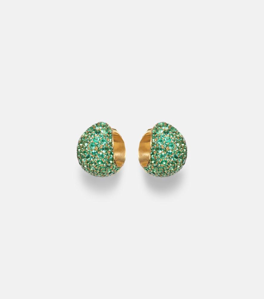octavia elizabeth icon poppy 18kt gold hoop earrings with emeralds