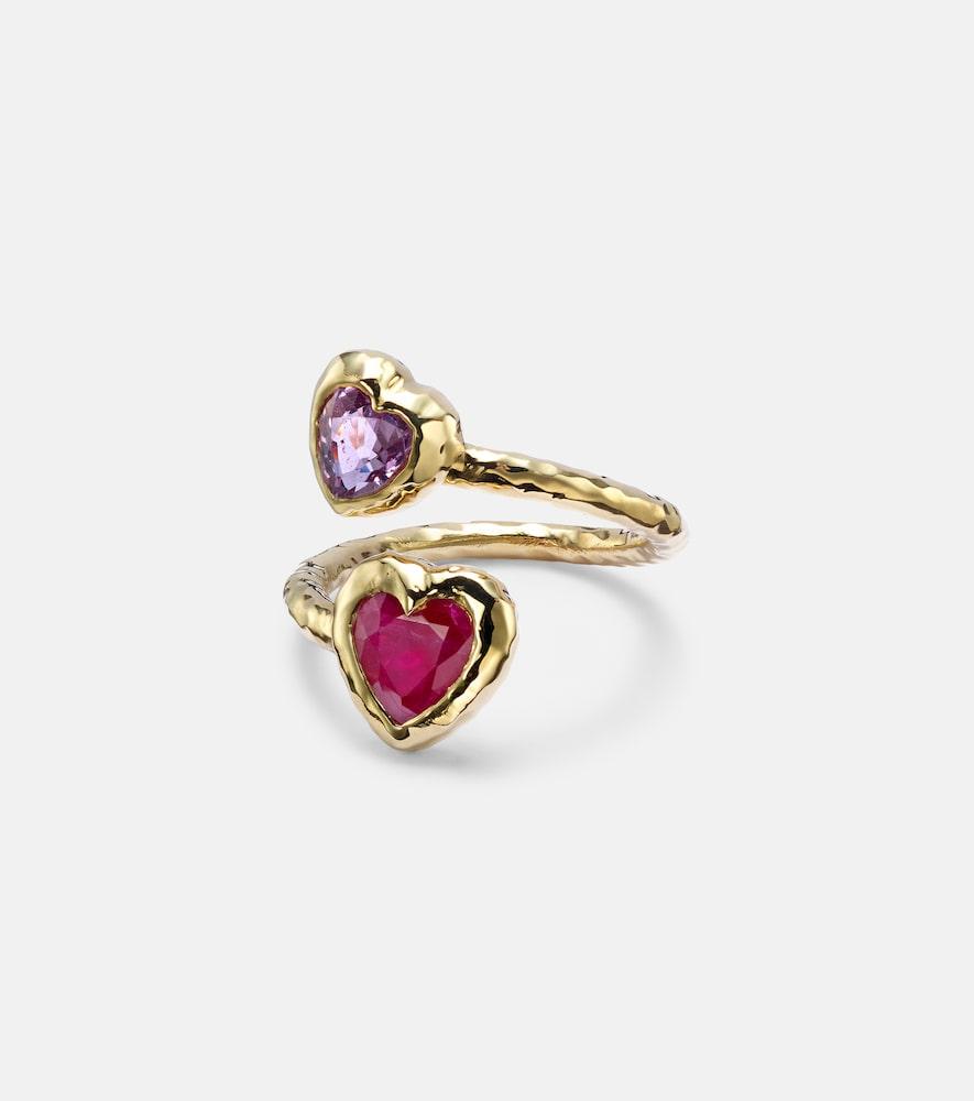 octavia elizabeth moi and toi 18kt gold ring with sapphires and rubies