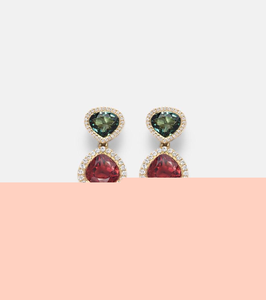 octavia elizabeth two drop kaleidoscope 18kt gold earrings with tourmalines and diamonds