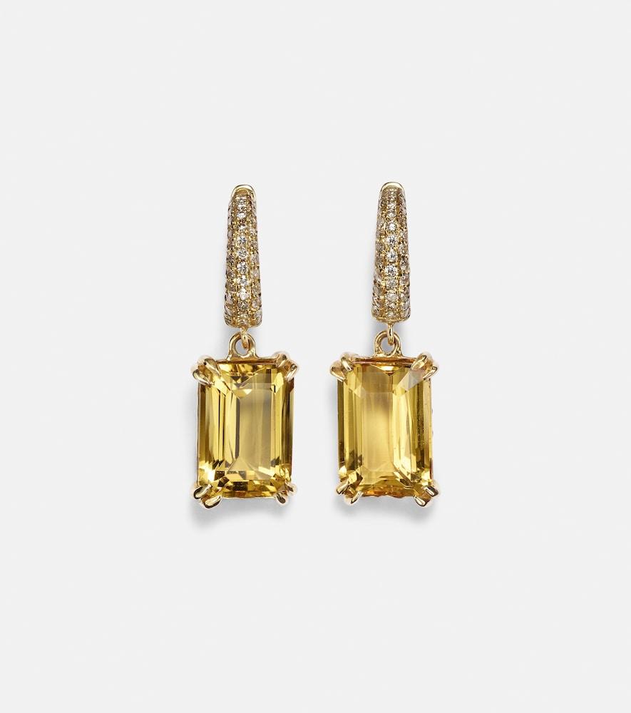 octavia elizabeth yana micro 18kt gold earrings with beryls and diamonds