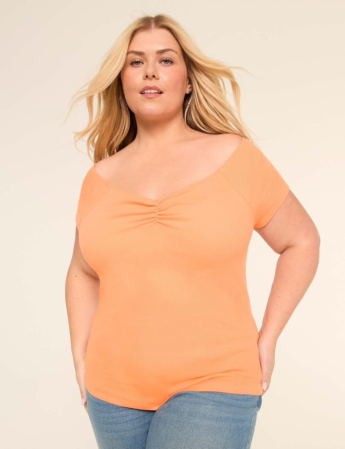 off-the-shoulder shirred-neck top