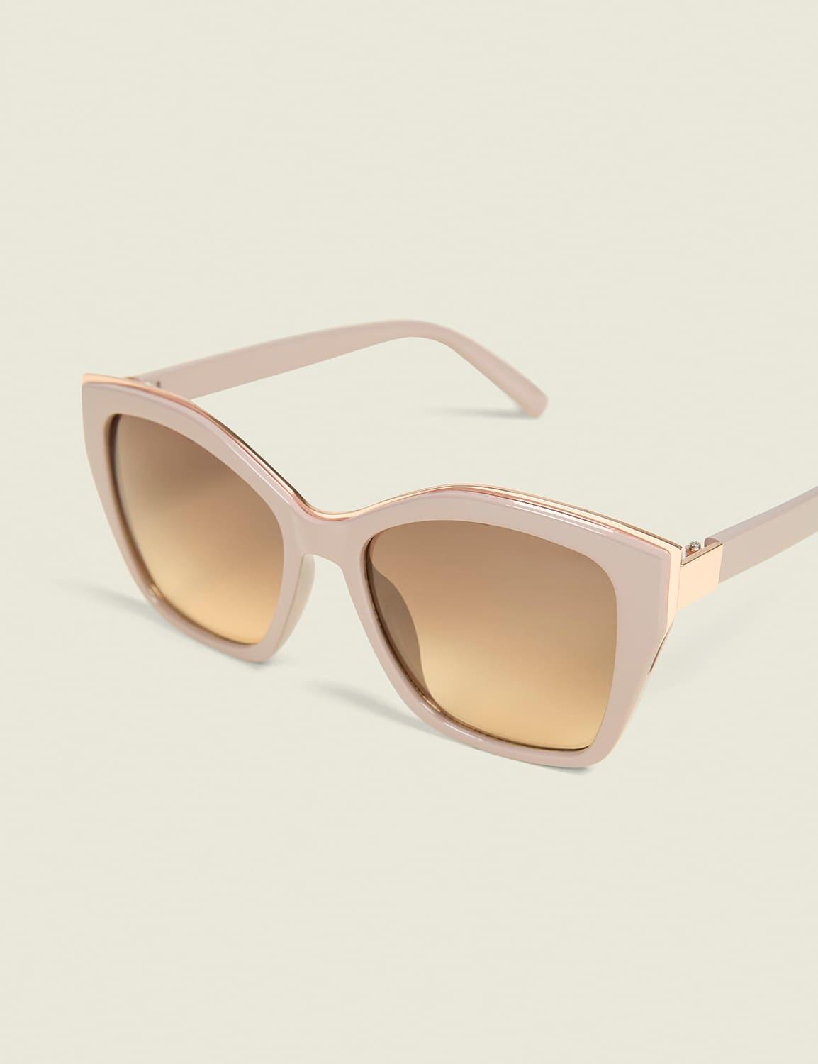 off-white & goldtone-accented cateye sunglasses