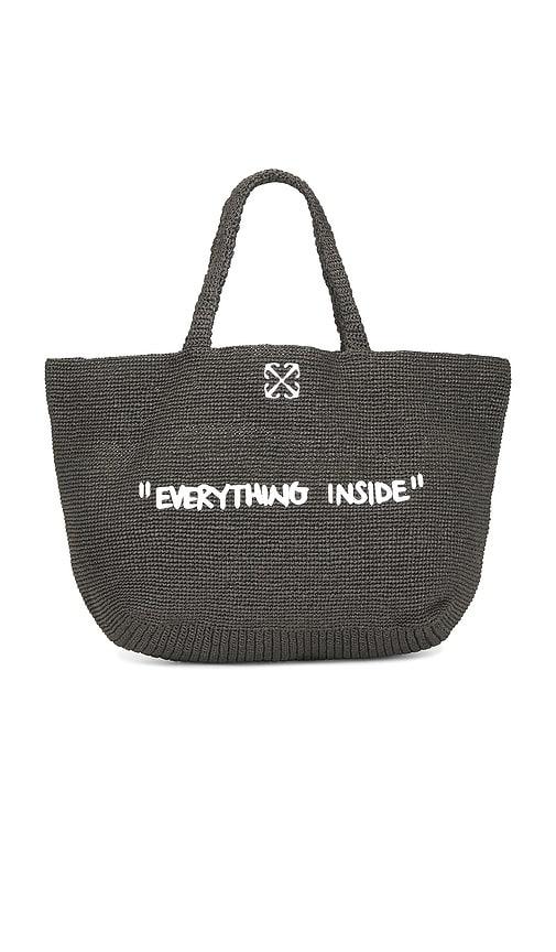 off-white jitney quote tote bag in black & white.
