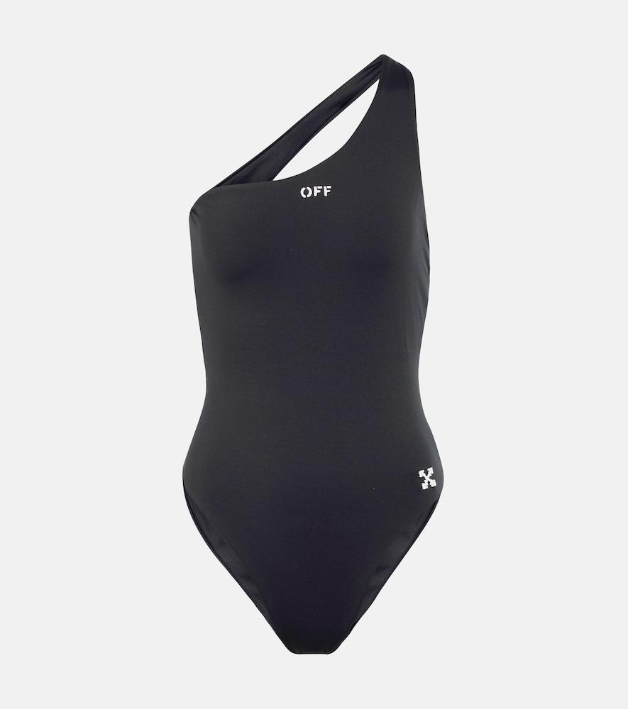 off-white logo one-shoulder swimsuit