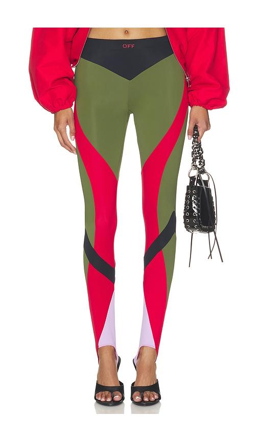off-white ly color block legging in green. - size 38 (also in 40)