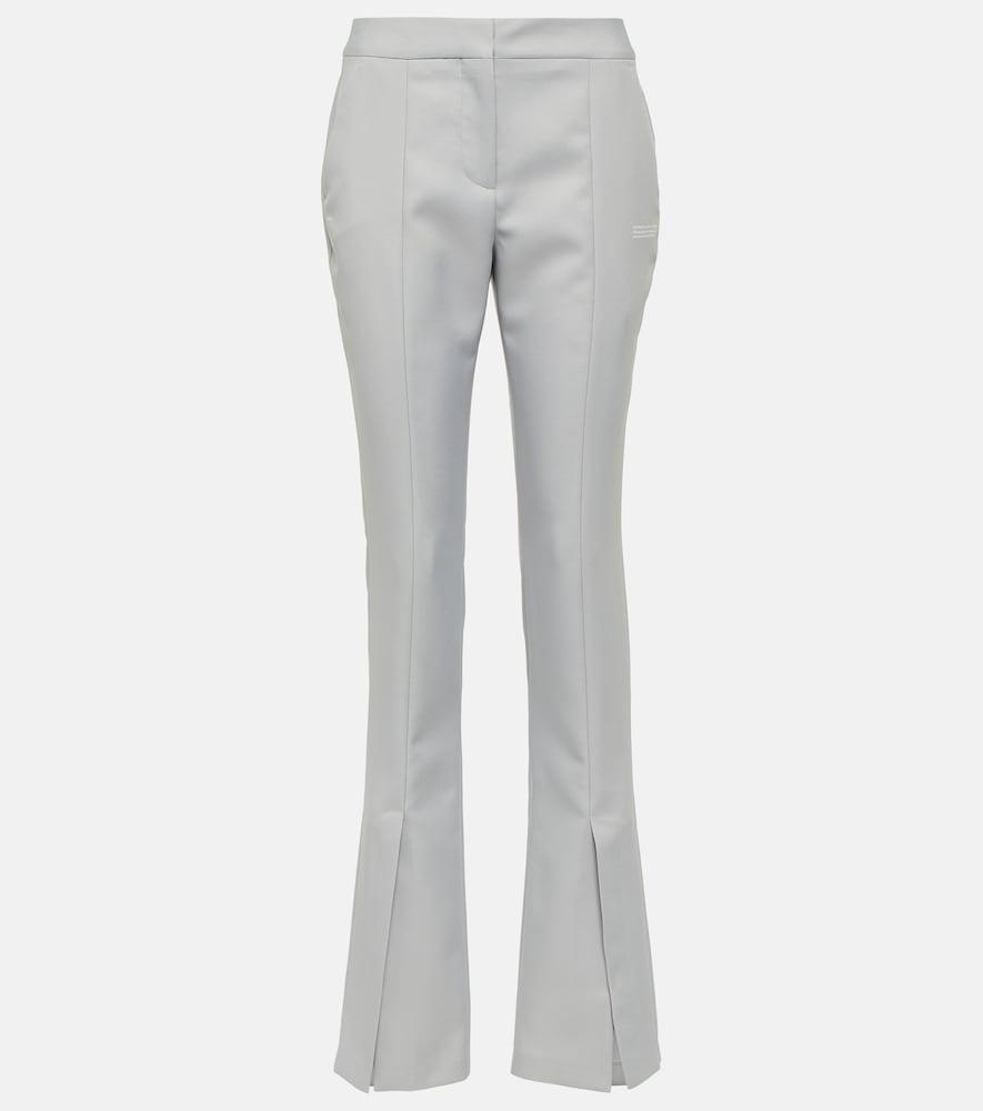 off-white mid-rise technical flared pants