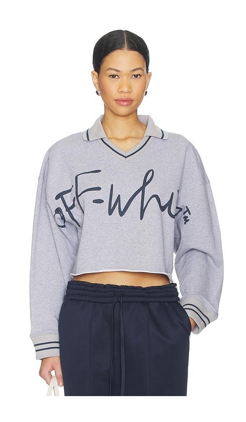off-white script polo sweatshirt in grey. - size l (also in s, m)
