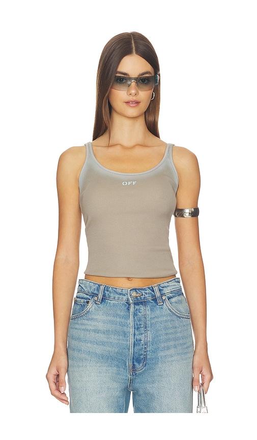 off-white spray off stamp rib tank top in beige. - size 40 (also in 42)