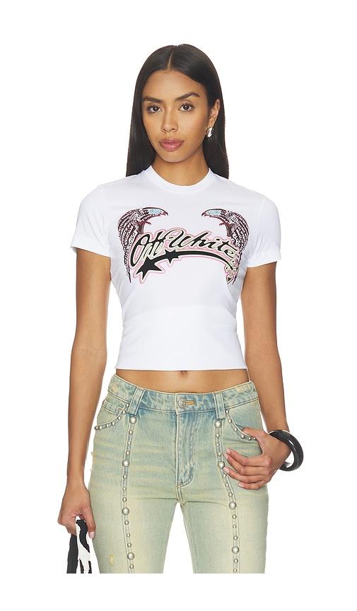 off-white swarovski double eagle slim tee in black & white. - size l (also in xs, s, m)