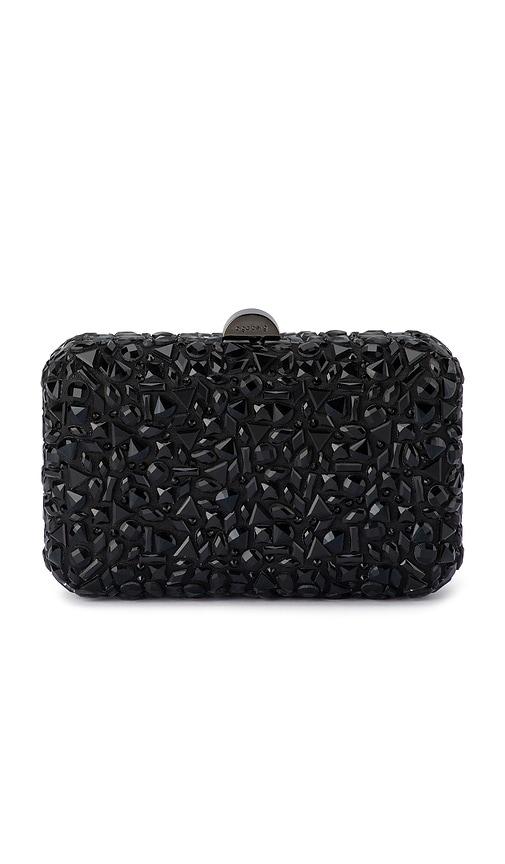 olga berg aviva crystal clutch in black.