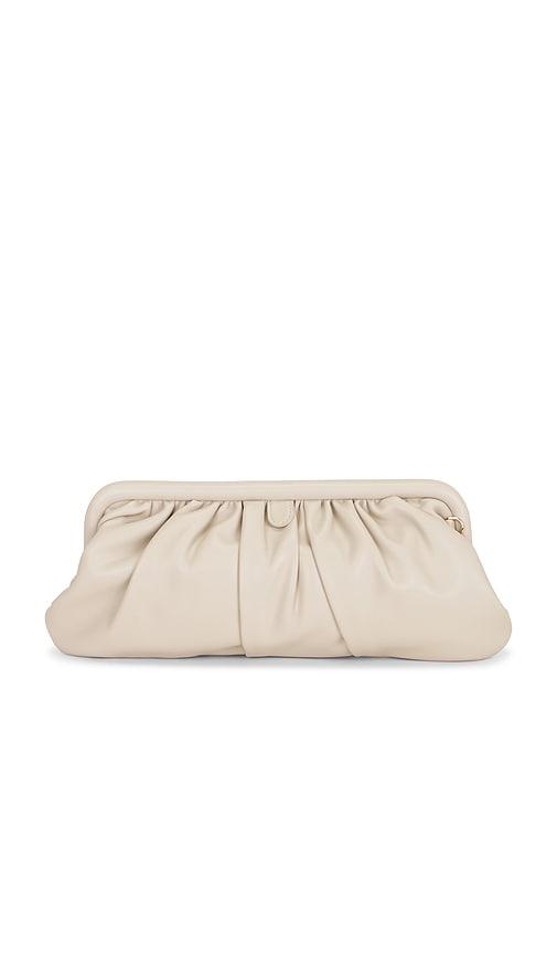 olga berg catherine gathered clutch in cream.