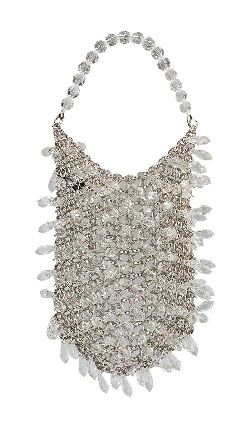olga berg florence chainmail bag in metallic silver.