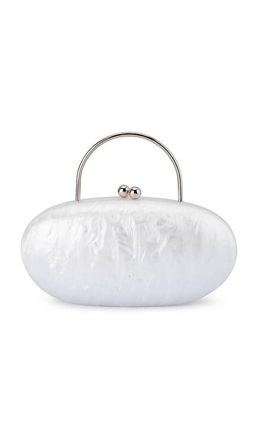 olga berg imelda top handle bag in white.