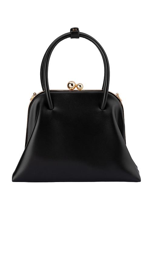 olga berg leandra top handle bag in black.