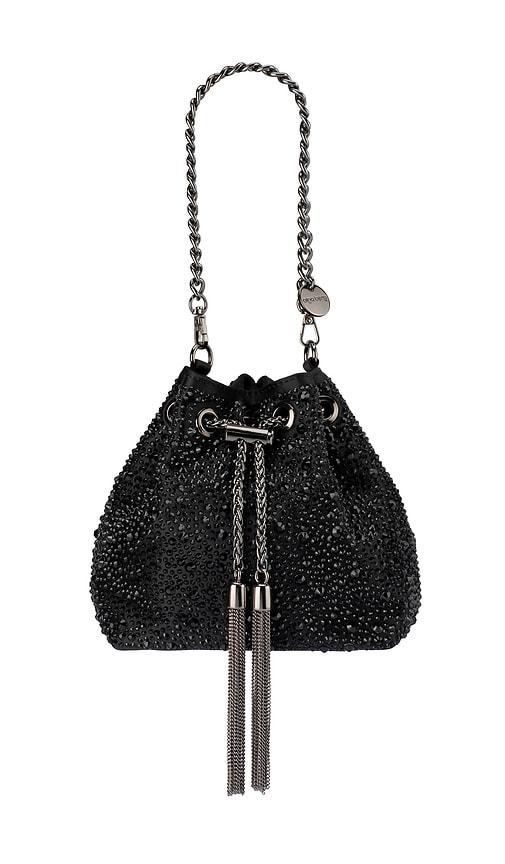 olga berg mika crystal pouch in black.