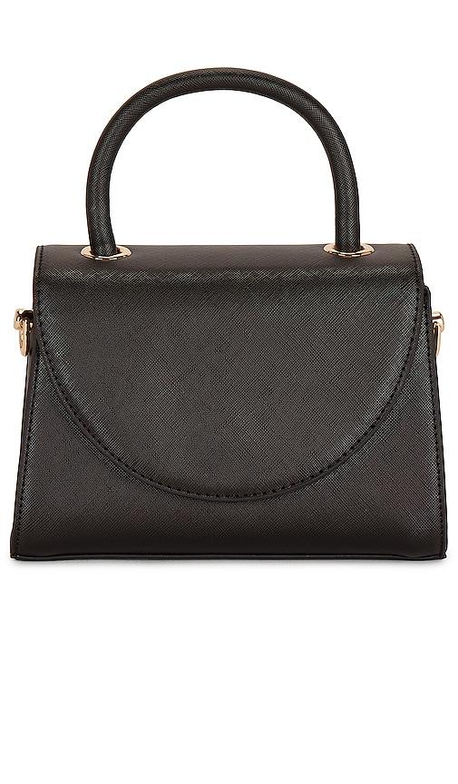 olga berg sasha top handle bag in black.