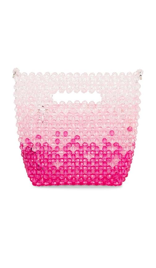 olga berg tilda beaded grab bag in pink.