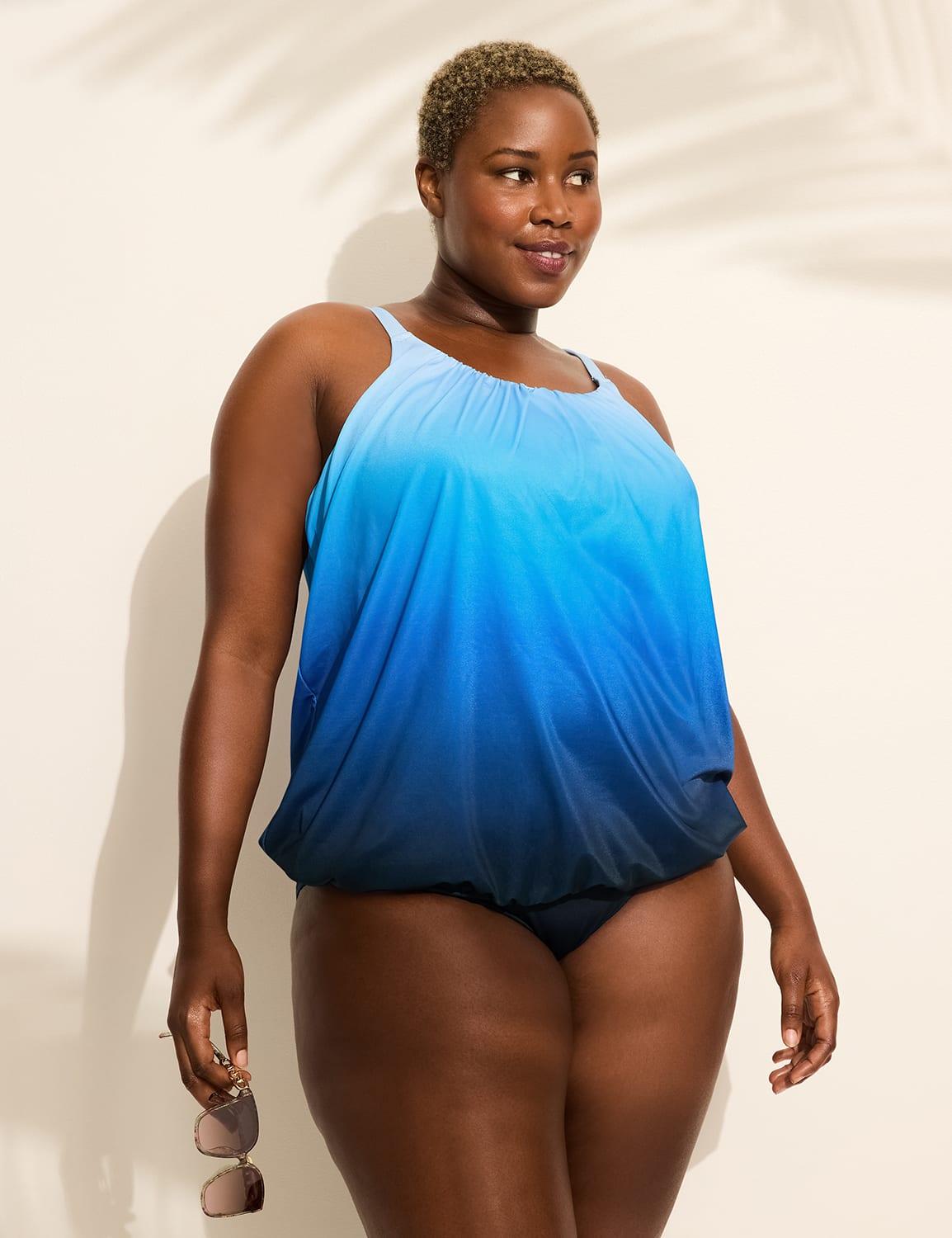 ombre no-wire blouson tankini top