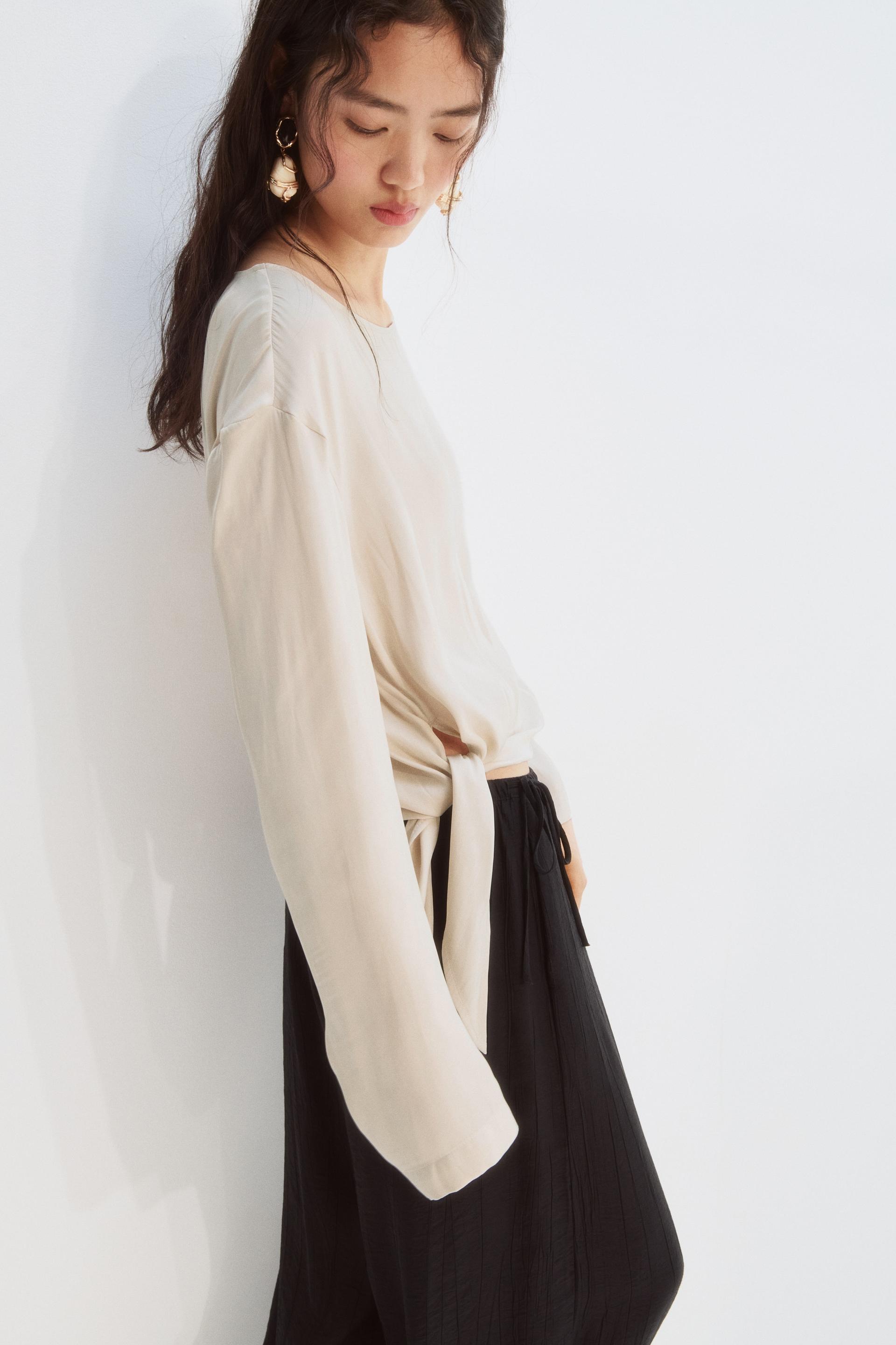 one-shoulder tie-detail top
