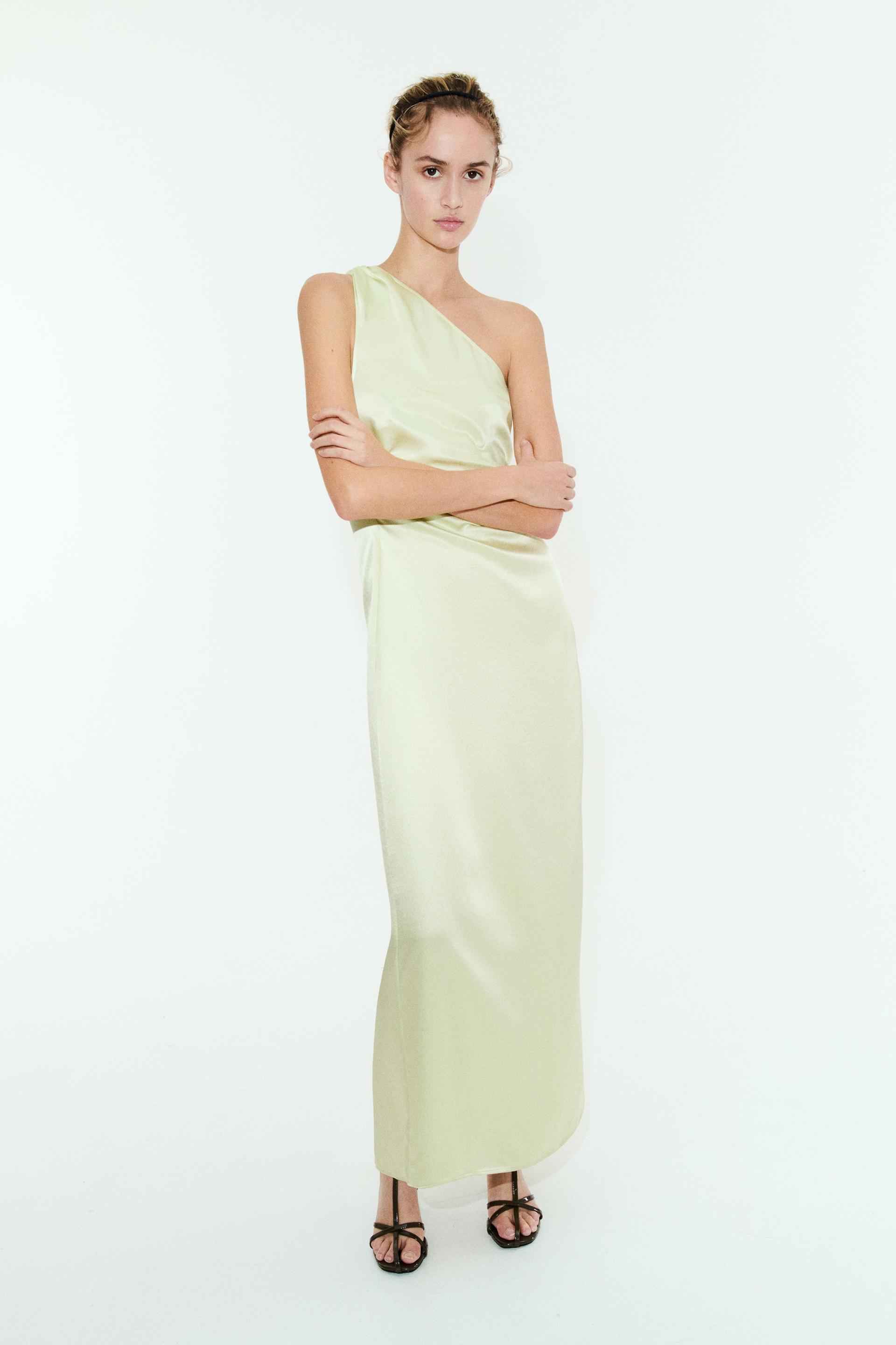 one-shoulder viscose dress