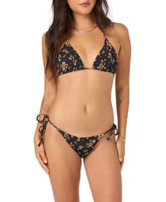 oneill womens maya floral reversible halter triangle bikini top reversible floral side tie bikini bottom cruising leopard print adjustable fit board s