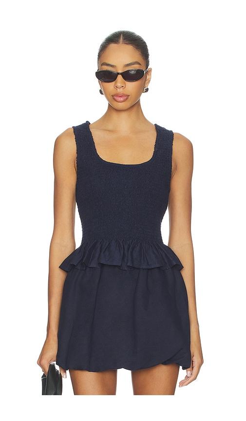 onia air linen smocked tank top in navy. - size l (also in s)