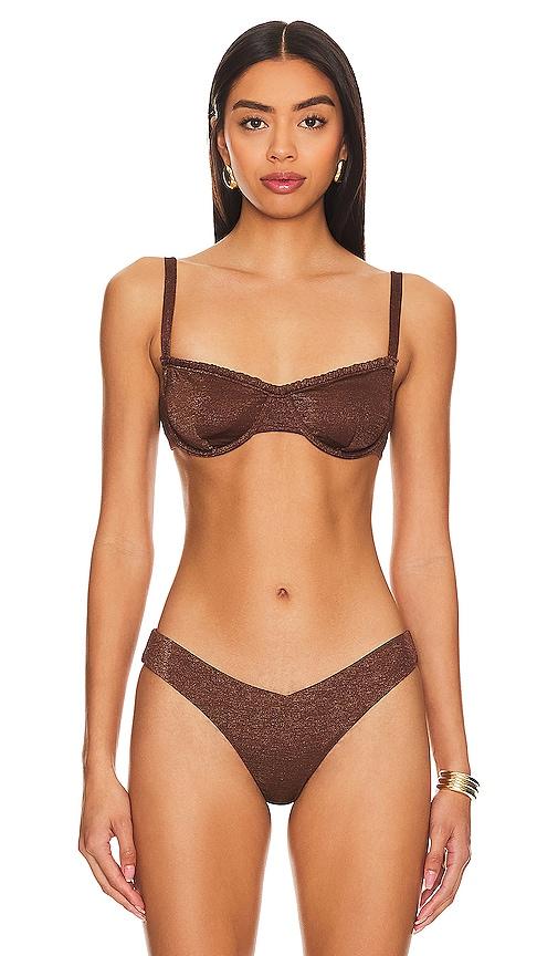 onia marilyn bikini top in brown. - size l (also in xs, s, m, xl)