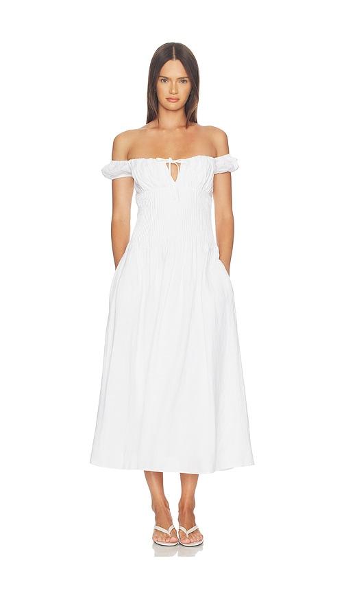 onia off shoulder midi dress in white. - size 0 (also in 4, 8)
